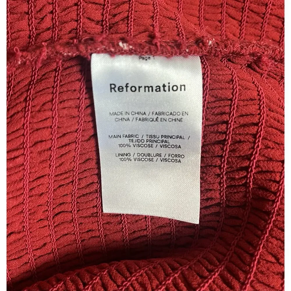 Reformation Pinto Red Floral Smocked Blouse Cottagecore Boho Plus Size 3X NWT